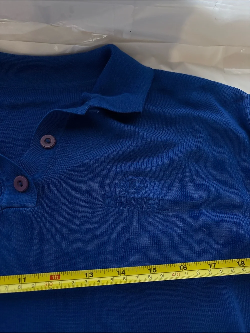 CHANEL Men's V-Neck Royal Blue Knit Sweater